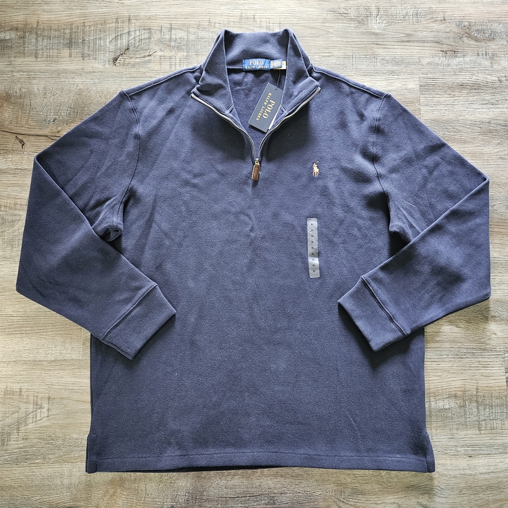 Polo Ralph Lauren Navy Blue‎ Estate Ribbed Quarter-Zip Pullover Sweater